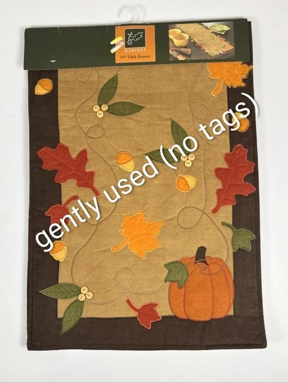 Kohl's Brown Orange Thick Autumn Leaves Acorns Table Runner Fall Thanksgiving